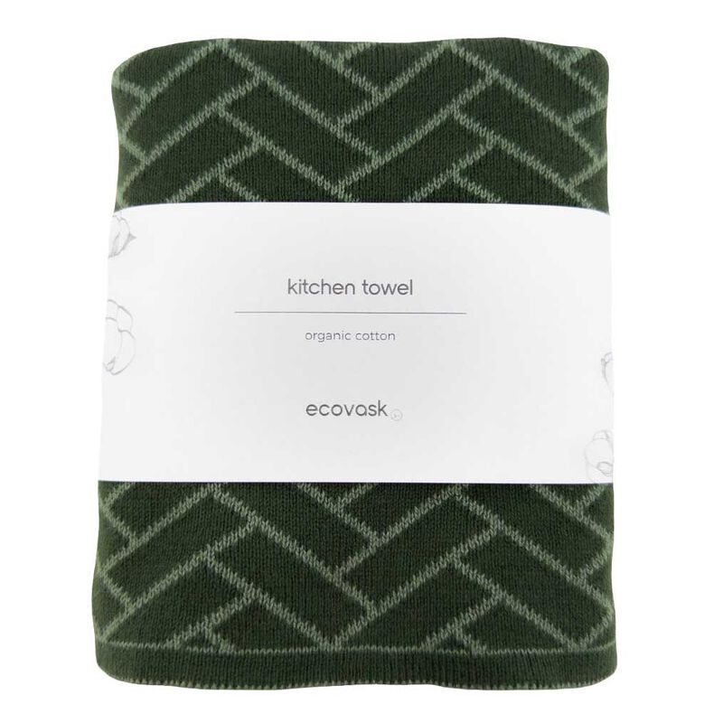 Ecovask The Ultimate Tea Towel - Forest Sage Herringbone image number 0